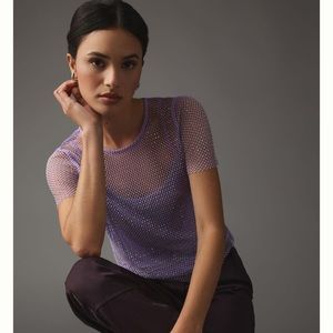 Sunday In Brooklyn (Anthropology) Rhinestone Mesh Top Lavender